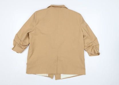 River Island Women Beige Size 14 Regular Fit Tailored Blazer Jacket