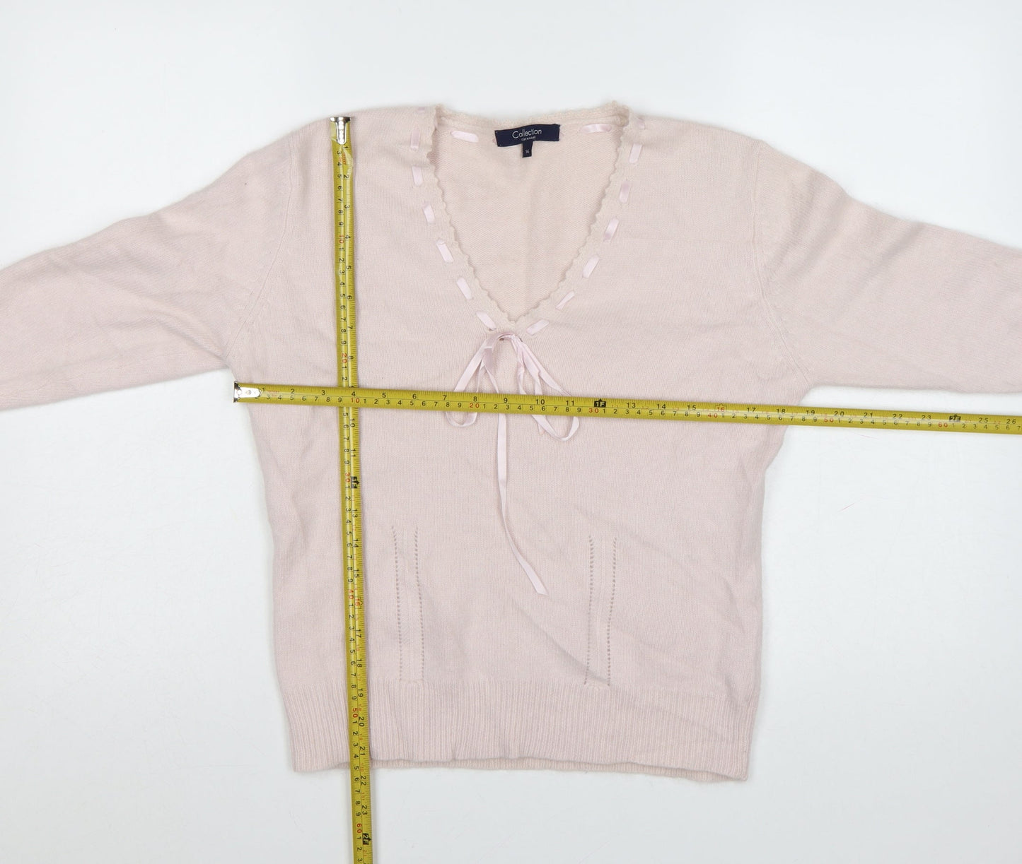 Debenhams Women Pink Angora Blend V-Neck Jumper Size 16