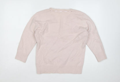 Debenhams Women Pink Angora Blend V-Neck Jumper Size 16