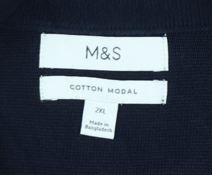 Marks and Spencer Men's Blue 2XL Cotton Modal Cardigan