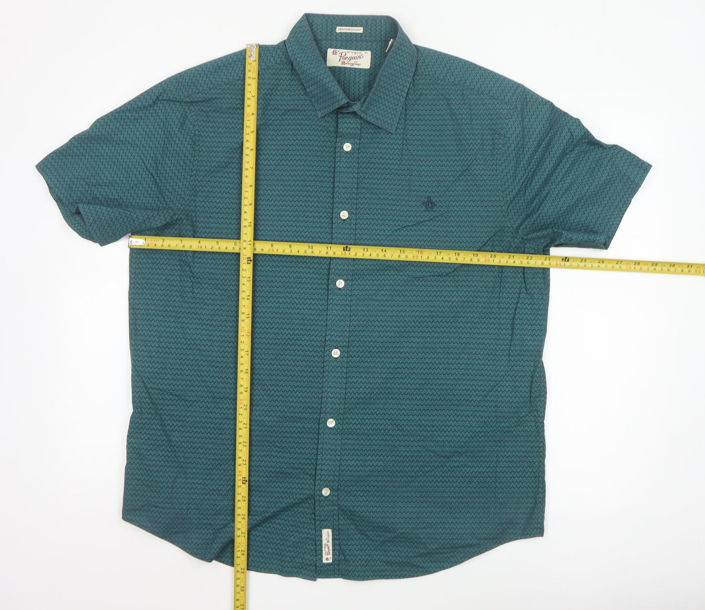 Original Penguin by Munsingwear Men’s Green Short Sleeve Slim Fit Shirt XL