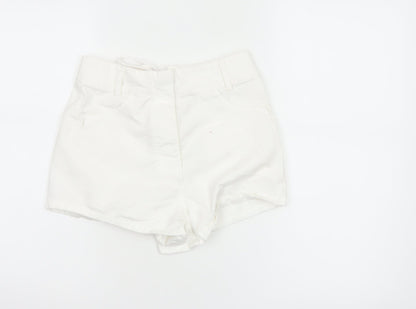 Marks and Spencer Women's White Chino Lace-Up Shorts Size S