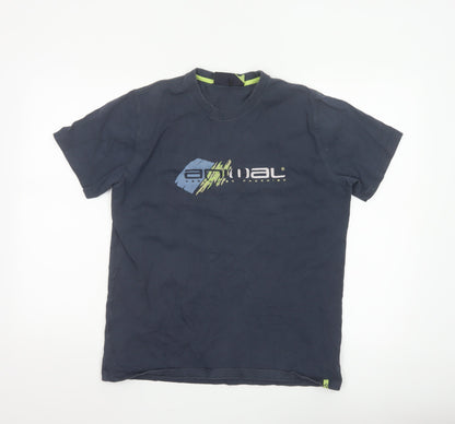 Animal Mens Blue Graphic Print Cotton Crew Neck T-Shirt Size M