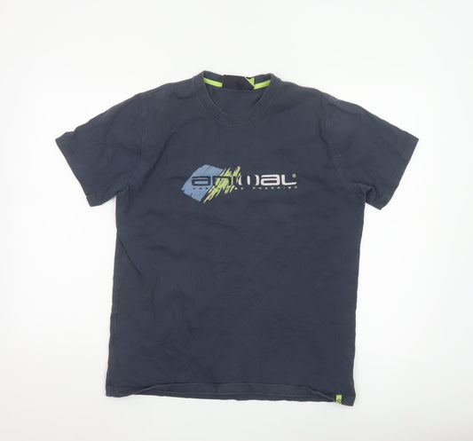 Animal Mens Blue Graphic Print Cotton Crew Neck T-Shirt Size M