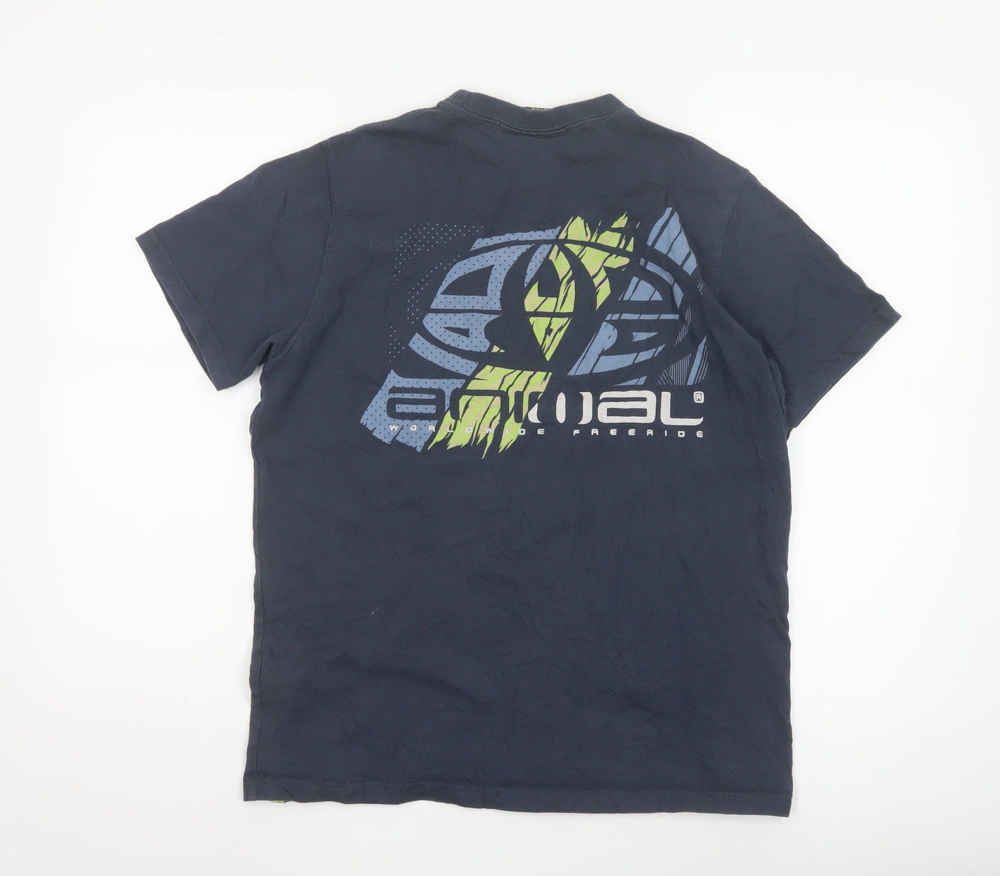 Animal Mens Blue Graphic Print Cotton Crew Neck T-Shirt Size M