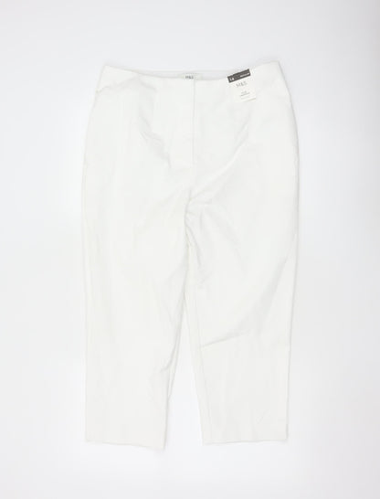 Marks and Spencer Women White Classic Stretch Trousers Size 14 Regular