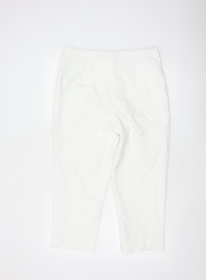 Marks and Spencer Women White Classic Stretch Trousers Size 14 Regular