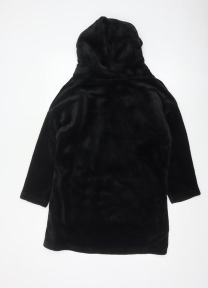 Manchester United Boys Black Hooded Fleece Robe One Size Winter Nightwear