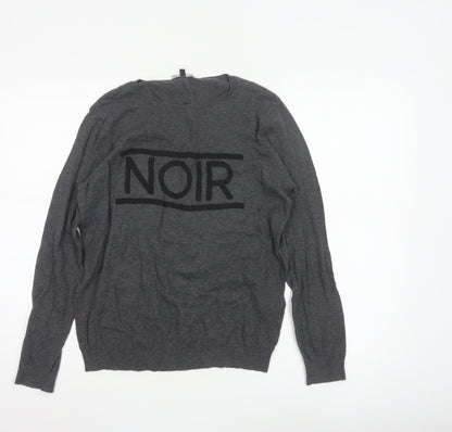 Warehouse Womens Grey NOIR Cotton Pullover Jumper Size 12