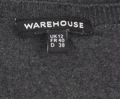 Warehouse Womens Grey NOIR Cotton Pullover Jumper Size 12