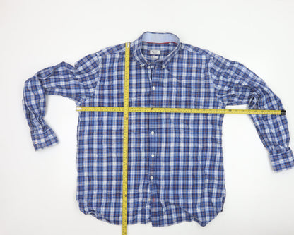 JP Cole Men's Blue Check Cotton Long Sleeve Button-Down Shirt XL