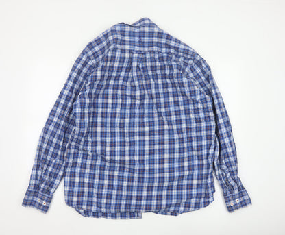 JP Cole Men's Blue Check Cotton Long Sleeve Button-Down Shirt XL
