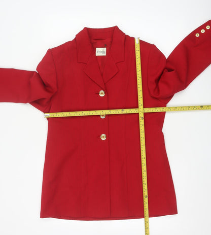 Viyella Women Red Wool Blend Tailored Blazer UK 10