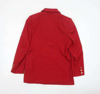 Viyella Women Red Wool Blend Tailored Blazer UK 10