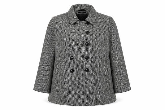 BHS Women’s Grey Tweed Mid-Length Pea Coat Size 18 Wool Blend