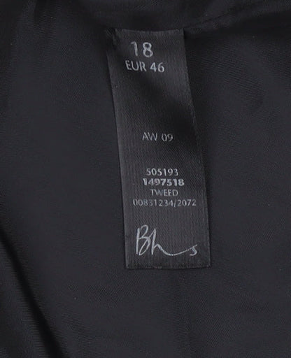 BHS Women’s Grey Tweed Mid-Length Pea Coat Size 18 Wool Blend