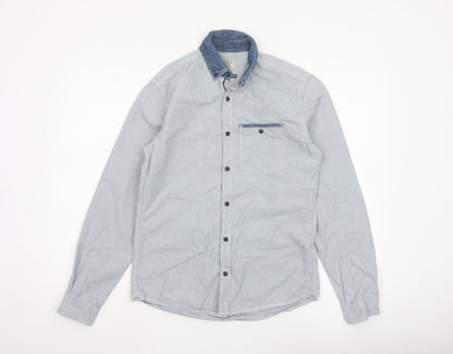Next Men's Blue Small Long Sleeve Button-Up Cotton Shirt