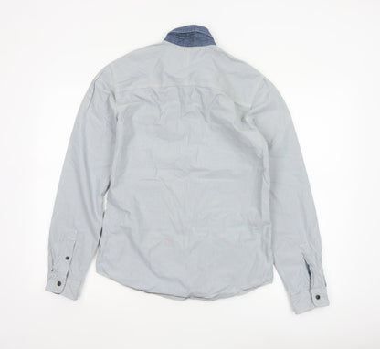 Next Men's Blue Small Long Sleeve Button-Up Cotton Shirt