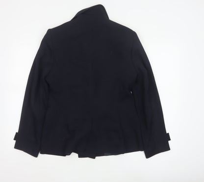 JV Collection Women's Navy Wool Blend Double-Breasted Blazer Size 12