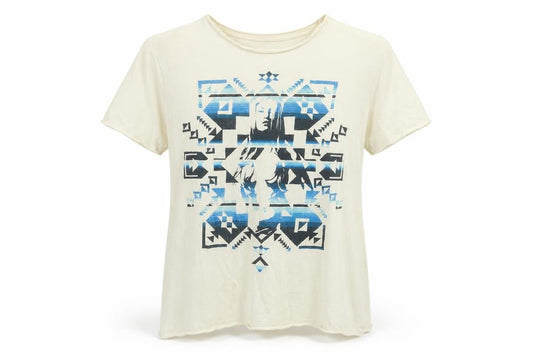 New Look Women's Ivory Geometric Aztec Print Cotton T-Shirt M