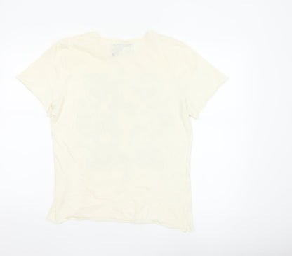 New Look Women's Ivory Geometric Aztec Print Cotton T-Shirt M