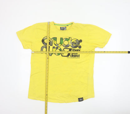 Crude NYC Men's Yellow Graphic Print Cotton T-Shirt Size L