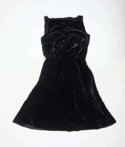 Laura Ashley Women’s Black Velvet A-Line Dress UK 8 Sleeveless