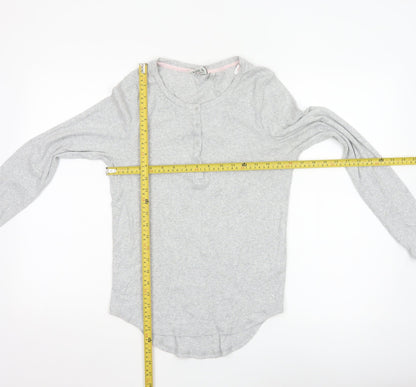 Joules Women’s Grey Long Sleeve Henley Jersey T-Shirt UK 12