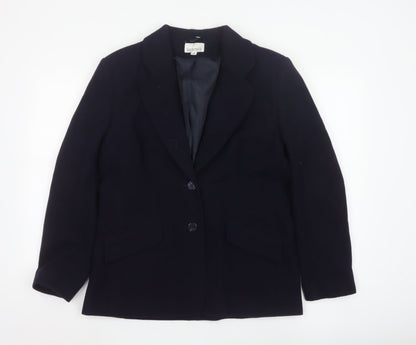 Selective Women Blue Wool Blend Lined Blazer Jacket Size 14