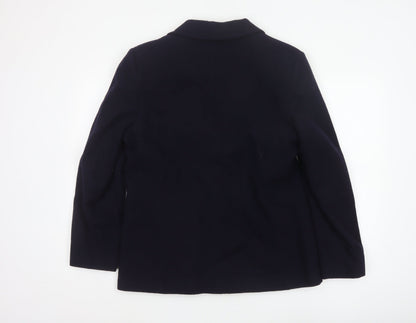 Selective Women Blue Wool Blend Lined Blazer Jacket Size 14