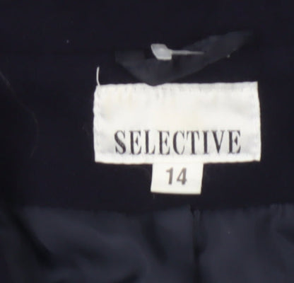 Selective Women Blue Wool Blend Lined Blazer Jacket Size 14