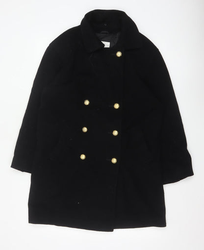 Precis Womens Black Wool Cashmere Pea Coat Size 10