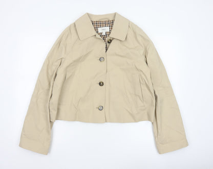 Marks and Spencer Women Beige Size 14 Short Cotton Jacket