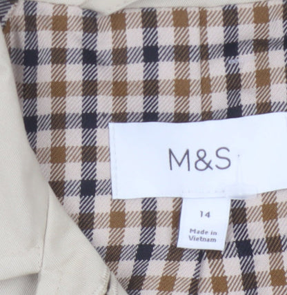 Marks and Spencer Women Beige Size 14 Short Cotton Jacket