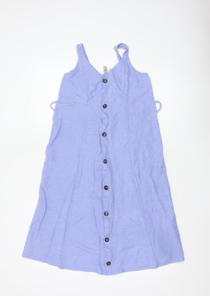 ASOS Women Blue Size 8 Sleeveless Button Slip Dress