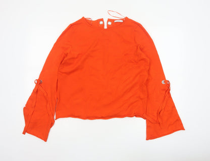edc Women’s Orange Flared Sleeve Knit Pullover Jumper M
