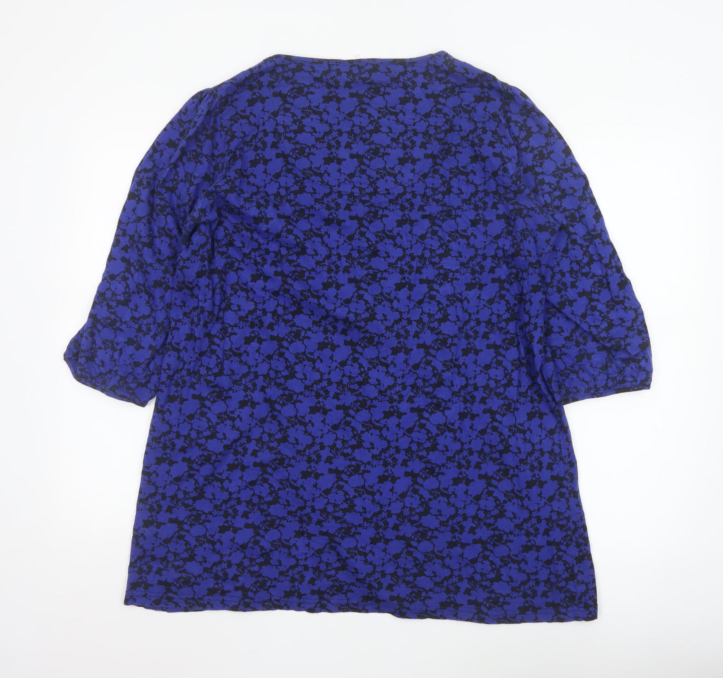 Debenhams Womens Blue Floral 3/4 Sleeve Tunic Top Size 18 Cotton