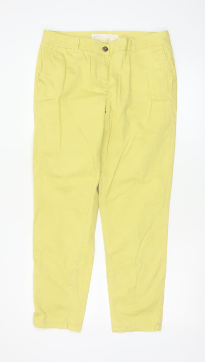 Next Women Yellow Chino Trousers Size 12 Cotton Stretch