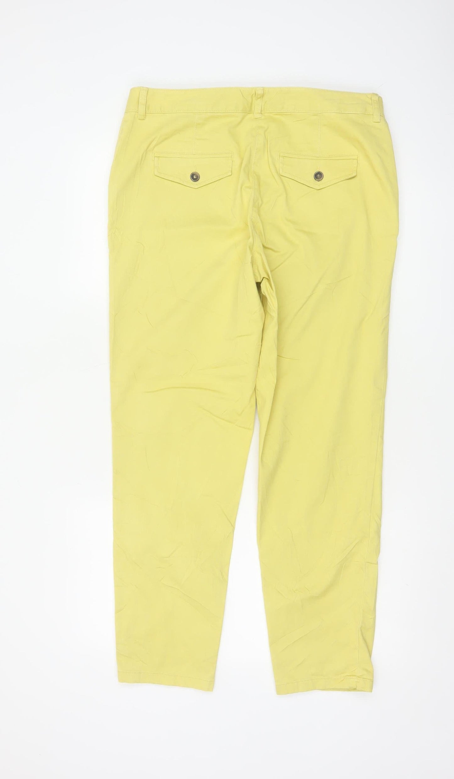 Next Women Yellow Chino Trousers Size 12 Cotton Stretch