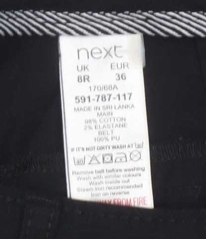 Next Women Black Cotton Stretch Chino Trousers Size 8R