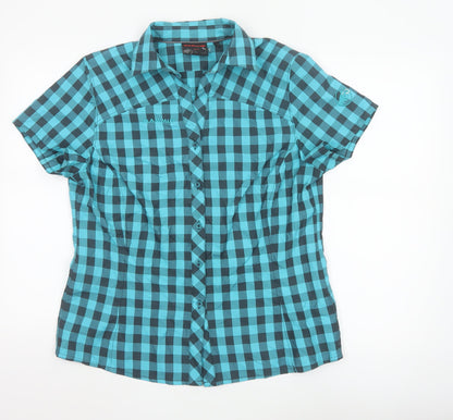 Mammut Men's Blue Check Short Sleeve Outdoor Button-Up Shirt L