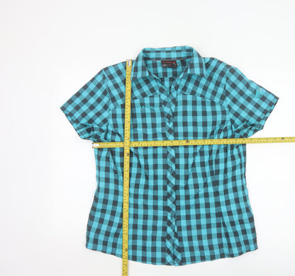 Mammut Men's Blue Check Short Sleeve Outdoor Button-Up Shirt L