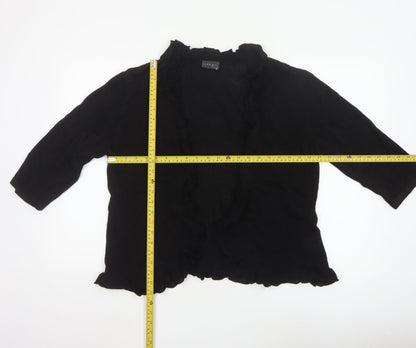 Alex & Co Women’s Black Ruffle Trim Open Cardigan Size 20