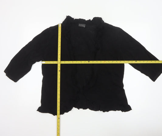 Alex & Co Women’s Black Ruffle Trim Open Cardigan Size 20