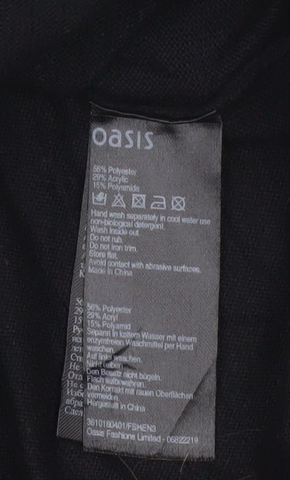 Oasis Women Black Studded Long Sleeve Crew Neck Pullover Jumper M