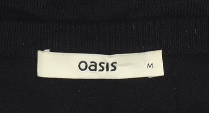 Oasis Women Black Studded Long Sleeve Crew Neck Pullover Jumper M