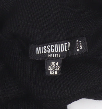 Missguided Petite Black Roll Neck Long Sleeve Bodysuit UK 4