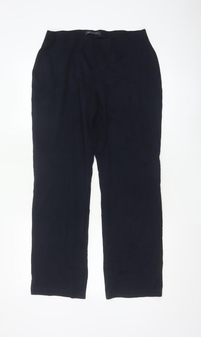 Marks and Spencer Womens Black Size 12 Regular Straight Viscose Trousers