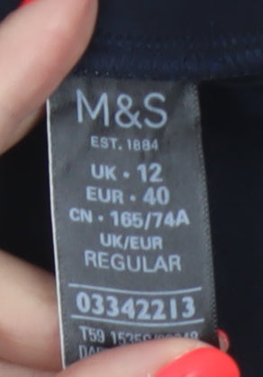 Marks and Spencer Womens Black Size 12 Regular Straight Viscose Trousers