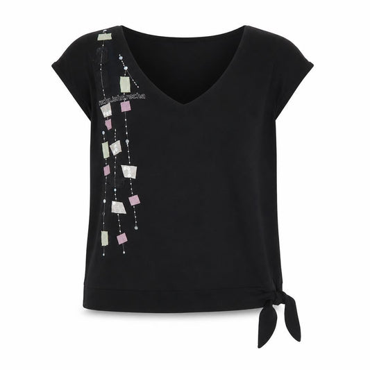 Rocha.John Rocha Women Black Beaded V-Neck Wrap Blouse Size 18